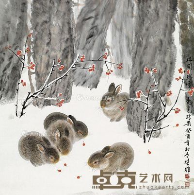 方楚雄 林间瑞雪 68×68cm