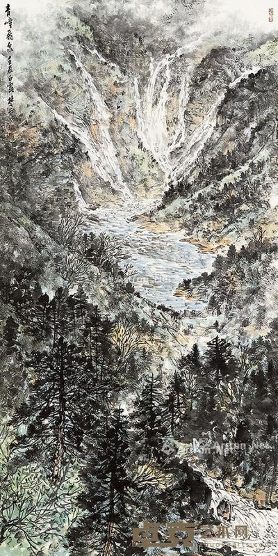 方楚乔 青嶂飞泉 137×69cm