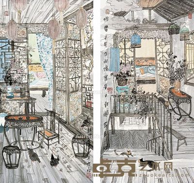 方向 耕读人家·惊蛰 69×34cm×2