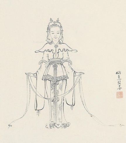 庞薰琹 白描仕女