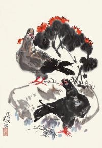 徐昌酩 双鸽图