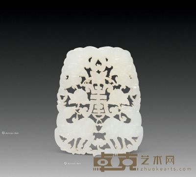白玉福禄寿纹牌 5.5×4.5cm