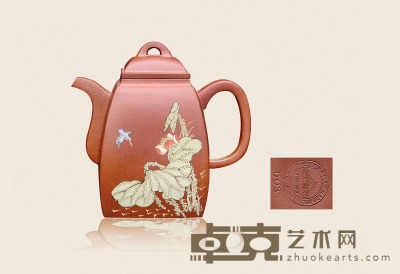 彩绘紫砂壶 林元森作品 中国工艺美术师 14×13