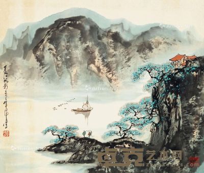 于阳春 夏江帆影 44×52cm