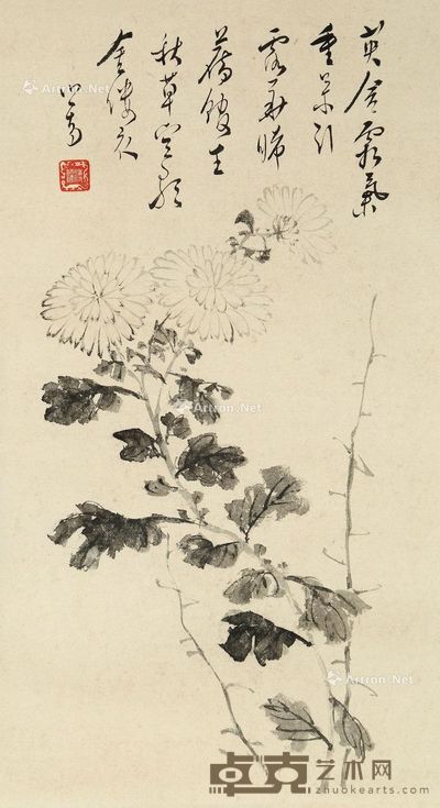 溥儒 墨菊图 49×27cm