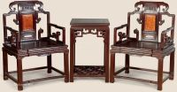 近代 红木嵌影木太师椅 （3件）