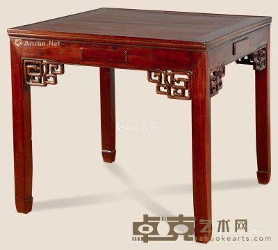 民国 红木雕花牌桌 90×90×83cm