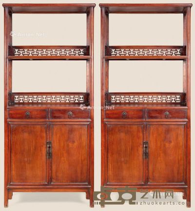 清 红木明式书柜 （2件） 80×40×183cm