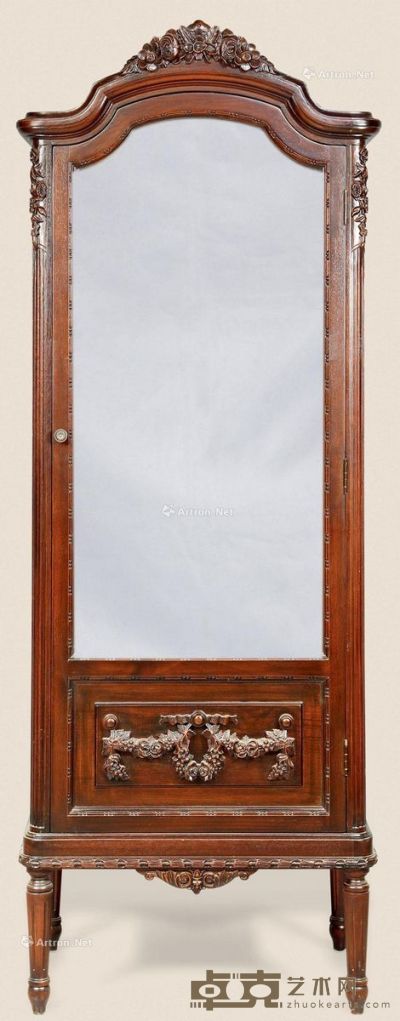 民国 橡木雕花卉酒柜 60×43×171cm