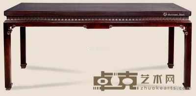 近代 紫檀雕蕉叶纹条桌 184×68×86cm