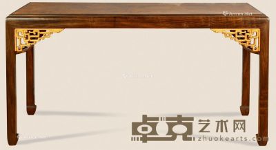 近代 阴沉楠木镶黄杨条桌 158×69×86cm