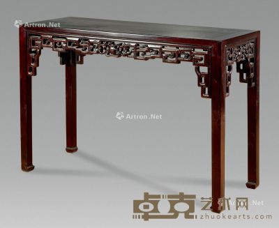 近代 紫檀雕夔龙条桌 117×44×82cm