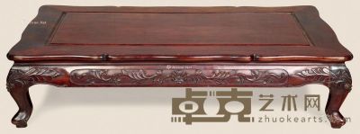 清 红木雕花卉长方桌 152×90×36cm
