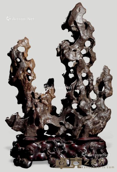 清 张深款“玉涧鸣泉”灵璧石 84×55cm