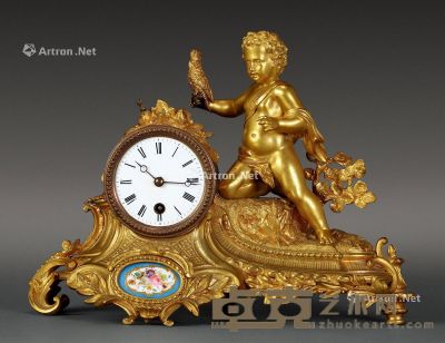 20世纪 法国铜鎏金天使座钟 H26cm