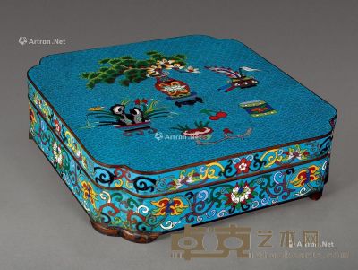 清 景泰蓝扁方盒 L30.5cm