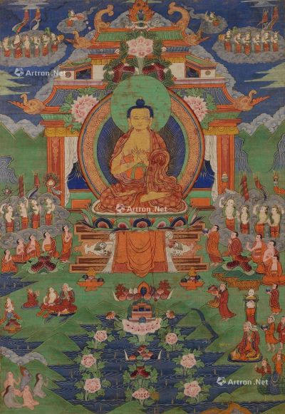 西藏19世纪 释迦牟尼唐卡