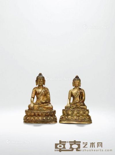 西藏清代 释迦牟尼两尊 高9.4cm；高10cm