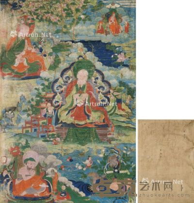 西藏18世纪 罗汉唐卡 长63cm；宽43cm