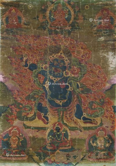 西藏18世纪 金刚手唐卡 长62cm；宽44cm