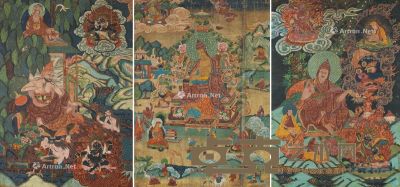 西藏19世纪 唐卡 （三幅） 长80cm；宽59cm