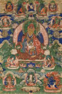 西藏18世纪 莲花生唐卡