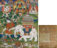 西藏19世纪 财神牵象唐卡