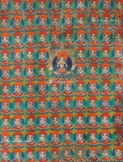 西藏19世纪 金刚萨 唐卡 长188cm；宽146cm