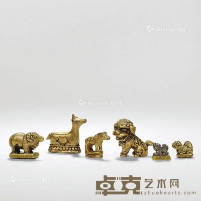 中原18世纪 铜兽 （六只） 高1-2.5cm