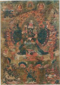 西藏18世纪 大威德金刚唐卡