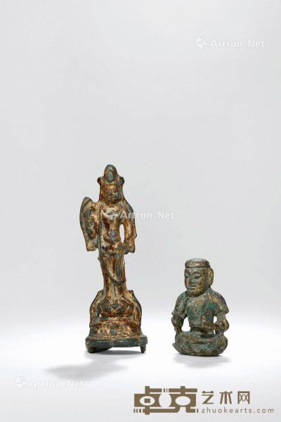 西藏中原16世纪  观音和上师 高5.6cm；高11cm