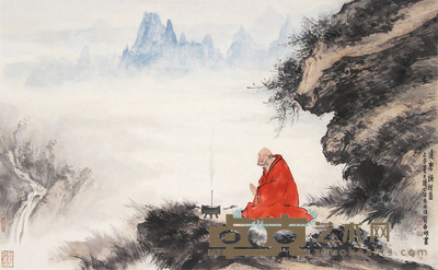 裴希明 达摩诵经图 47×77