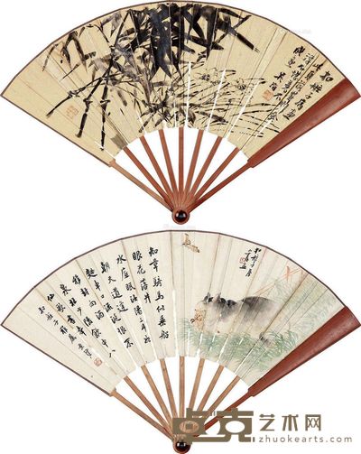 吴滔 成扇 19×51cm×2