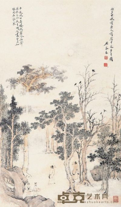 吴琴木 中庭步月 49.5×29cm
