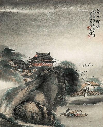 吴石僊 溪山烟雨