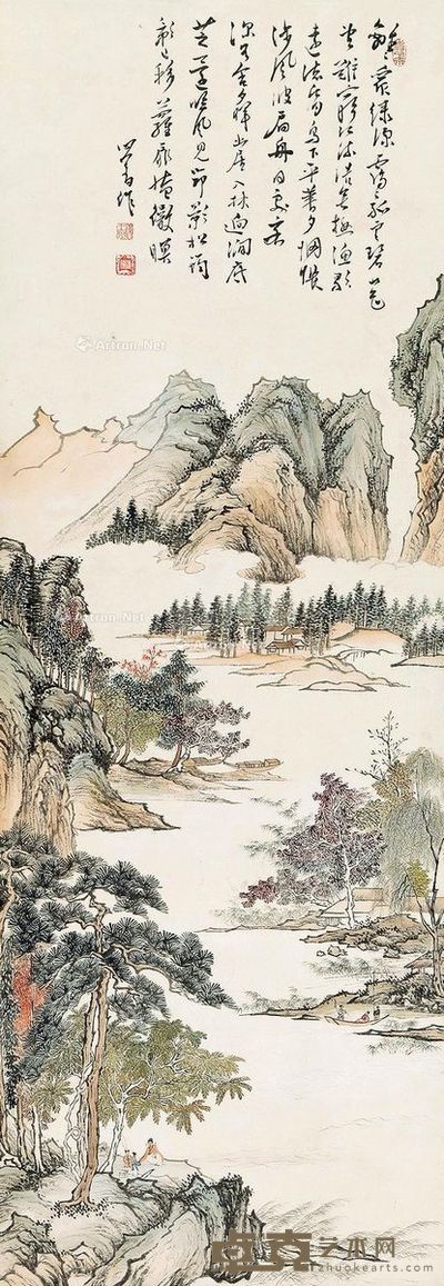 溥儒 山水 117×41cm