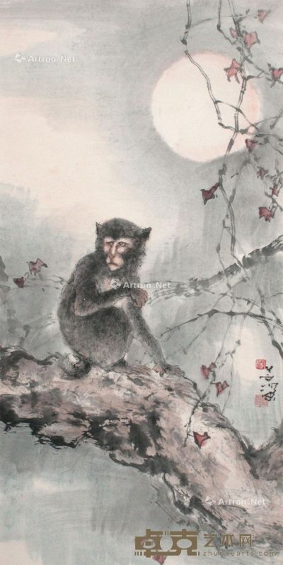 杨善深 猴戏图 108×54cm