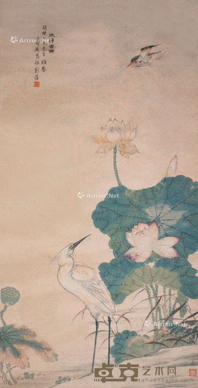 张寿岩 池塘香雨 128×65cm