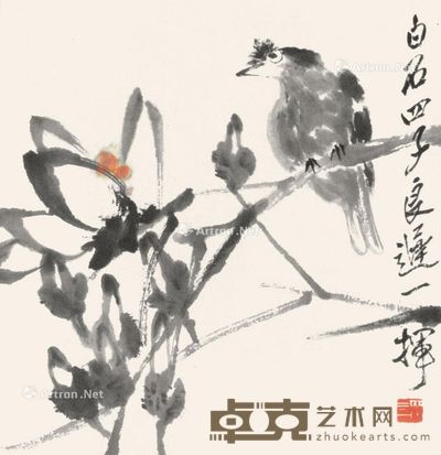 齐良迟 花鸟 35×34cm