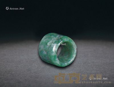 冰种雪花翠绿翡翠扳指 --