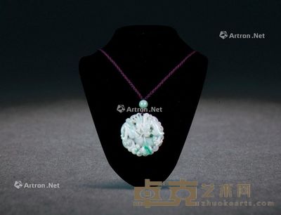 老坑飘绿满工云龙戏珠双面精雕翡翠挂件 --