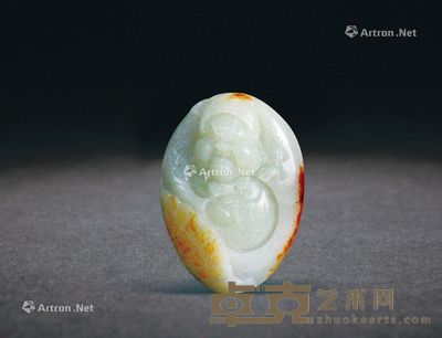 和田青白玉带皮钟馗手把件 7×5cm;重133.8g