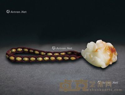 和田白玉巧雕白菜(百财)手把件 5×4cm;重69.8g