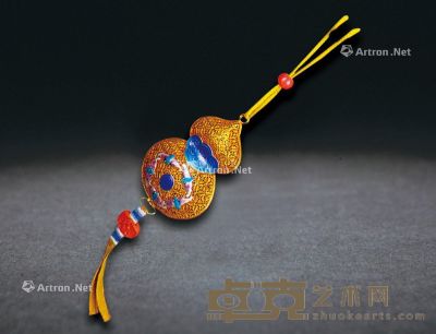 清宫葫芦形银鎏金花丝烧兰香囊 2.6×5.2cm