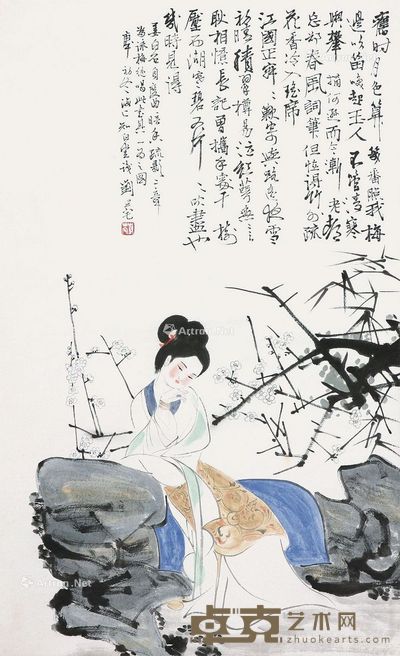 刘旦宅 倚梅图 91×56cm