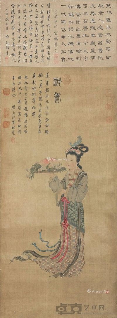 杜堇 献寿图 94×45cm