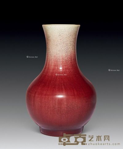 清中期 郎窑红釉石榴瓶 高32cm