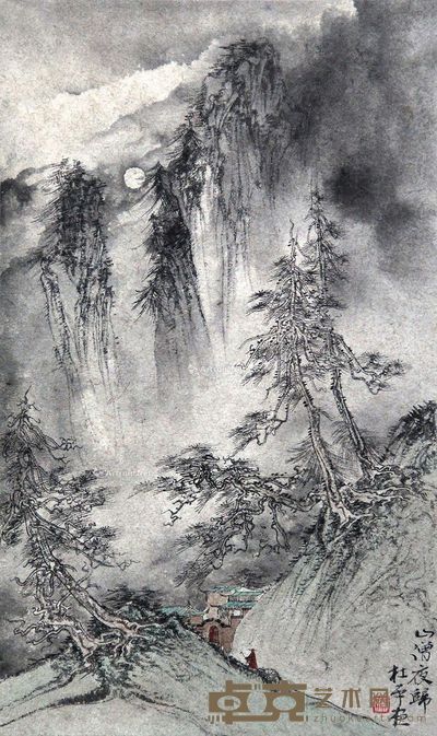 关杜平 山僧夜归 65×39cm