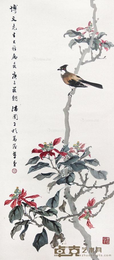 何漆园 李博文 花鸟 84×37.5cm