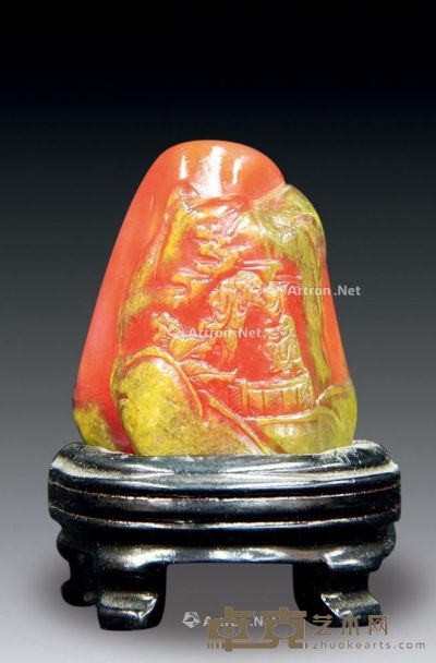 青海红皮石印材 高7.5cm